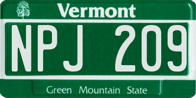 VT license plate NPJ209