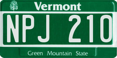 VT license plate NPJ210