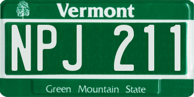 VT license plate NPJ211