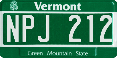VT license plate NPJ212
