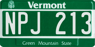 VT license plate NPJ213