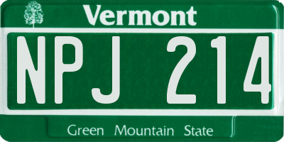 VT license plate NPJ214