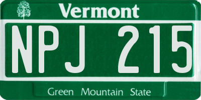 VT license plate NPJ215