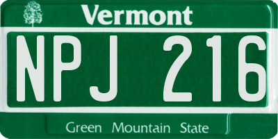 VT license plate NPJ216
