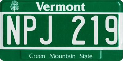 VT license plate NPJ219