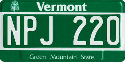 VT license plate NPJ220