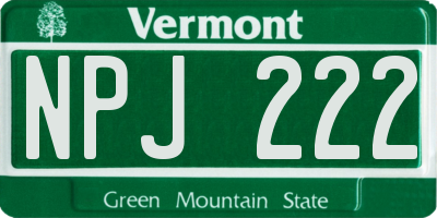 VT license plate NPJ222