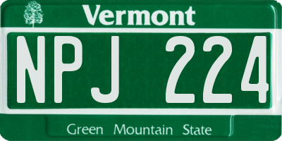 VT license plate NPJ224