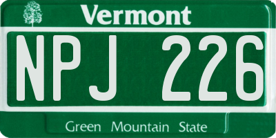 VT license plate NPJ226