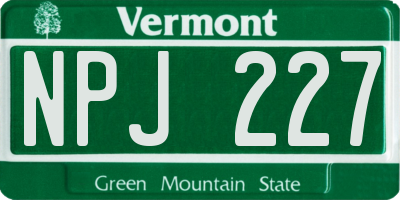 VT license plate NPJ227