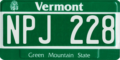 VT license plate NPJ228