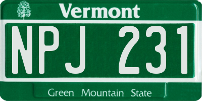 VT license plate NPJ231