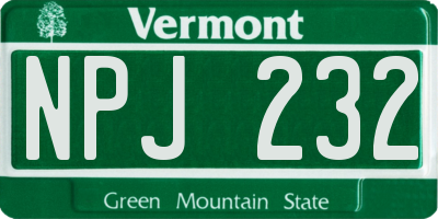 VT license plate NPJ232