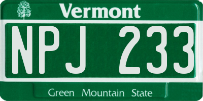 VT license plate NPJ233
