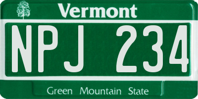 VT license plate NPJ234