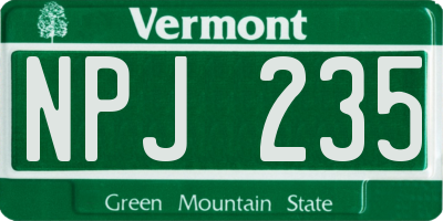 VT license plate NPJ235