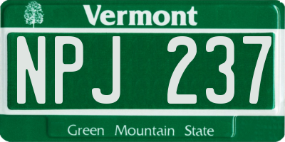 VT license plate NPJ237