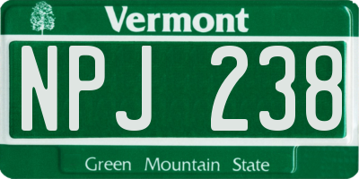 VT license plate NPJ238