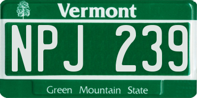 VT license plate NPJ239