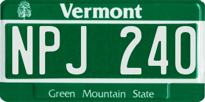 VT license plate NPJ240