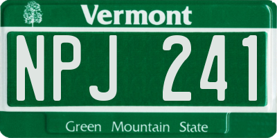 VT license plate NPJ241