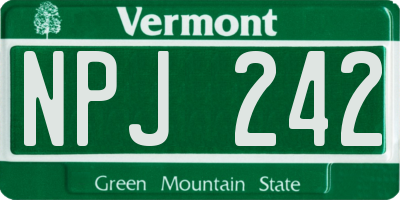 VT license plate NPJ242