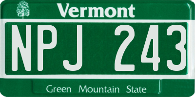 VT license plate NPJ243