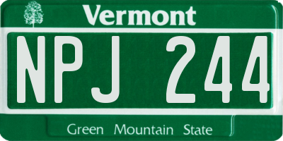 VT license plate NPJ244