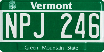 VT license plate NPJ246