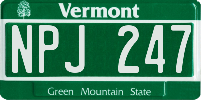VT license plate NPJ247