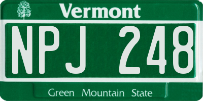 VT license plate NPJ248