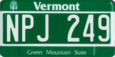 VT license plate NPJ249