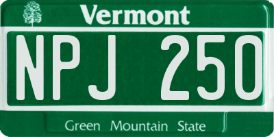 VT license plate NPJ250