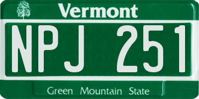 VT license plate NPJ251