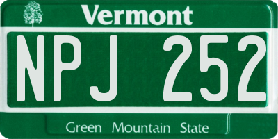 VT license plate NPJ252