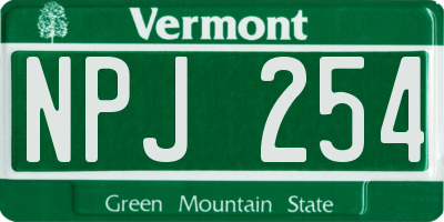 VT license plate NPJ254