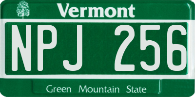 VT license plate NPJ256