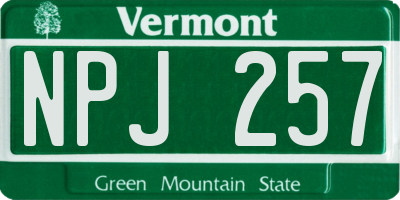 VT license plate NPJ257