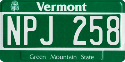 VT license plate NPJ258