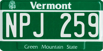 VT license plate NPJ259
