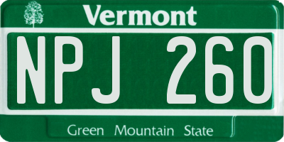 VT license plate NPJ260