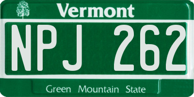 VT license plate NPJ262