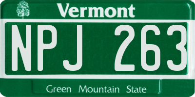 VT license plate NPJ263