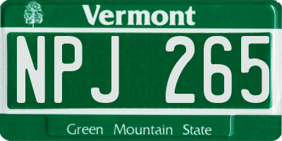 VT license plate NPJ265