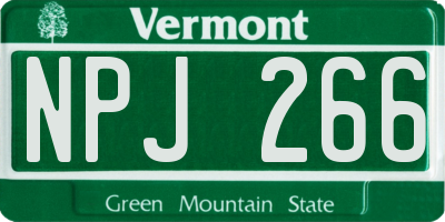 VT license plate NPJ266
