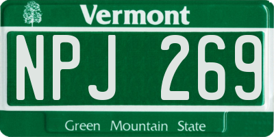 VT license plate NPJ269