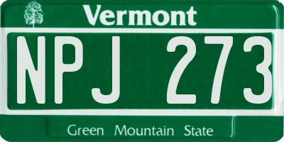 VT license plate NPJ273