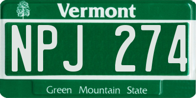 VT license plate NPJ274