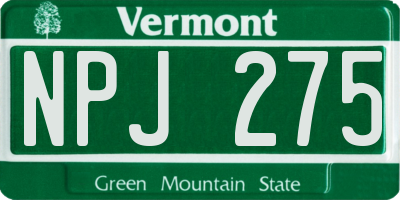 VT license plate NPJ275