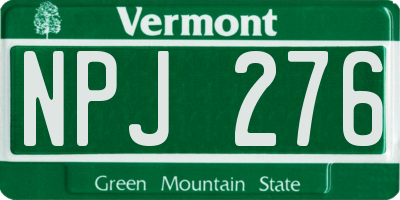 VT license plate NPJ276